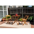 Linon Rey 3 Piece Acacia Wood Foldable Square Indoor Outdoor Bistro Set in Brown