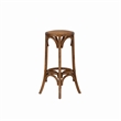 Linon Rae Round Backless Bar Stool Woven Seat in Walnut Brown Finished Wood