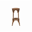 Linon Rae Round Backless Bar Stool Woven Seat in Walnut Brown Finished Wood