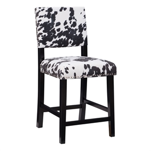 linon corey upholstered bar stool in black cow print