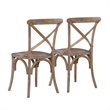 Linon Morgan Set of 2 Rustic X-Back Bentwood Dining Chairs in Gray Washed Wood