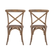 Linon Morgan Set of 2 Rustic X-Back Bentwood Dining Chairs in Gray Washed Wood