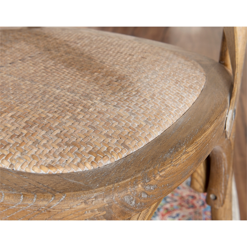 Linon Morgan Set of 2 Rustic X-Back Bentwood Dining Chairs in Gray Washed Wood