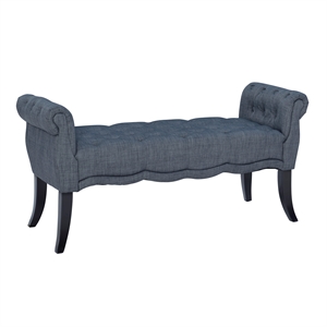 linon laurel upholstered roll arm bench