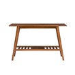 Linon Samantha Console Table Slatted Bottom Shelf in Walnut Stained Wood
