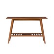 Linon Samantha Console Table Slatted Bottom Shelf in Walnut Stained Wood