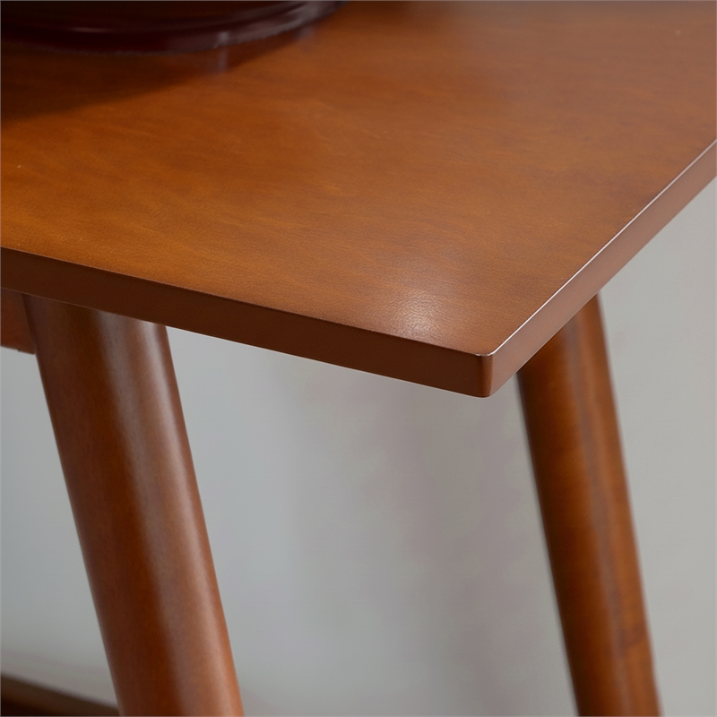 Linon Samantha Console Table Slatted Bottom Shelf in Walnut Stained Wood