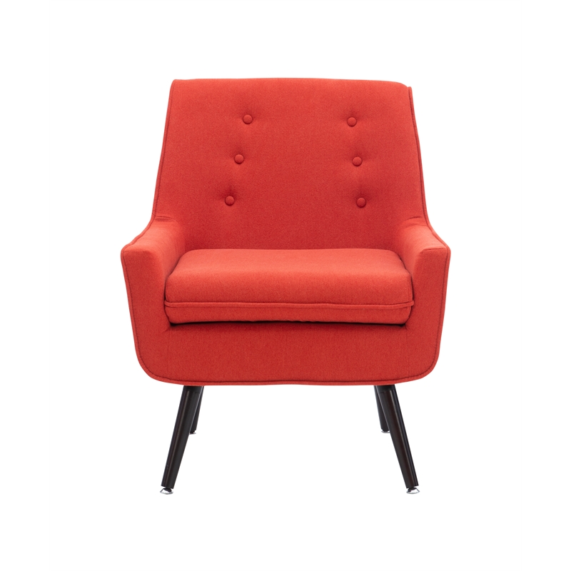 Linon Trelis Upholstered Tufted Accent Chair Black Legs in Pimento Red Fabric