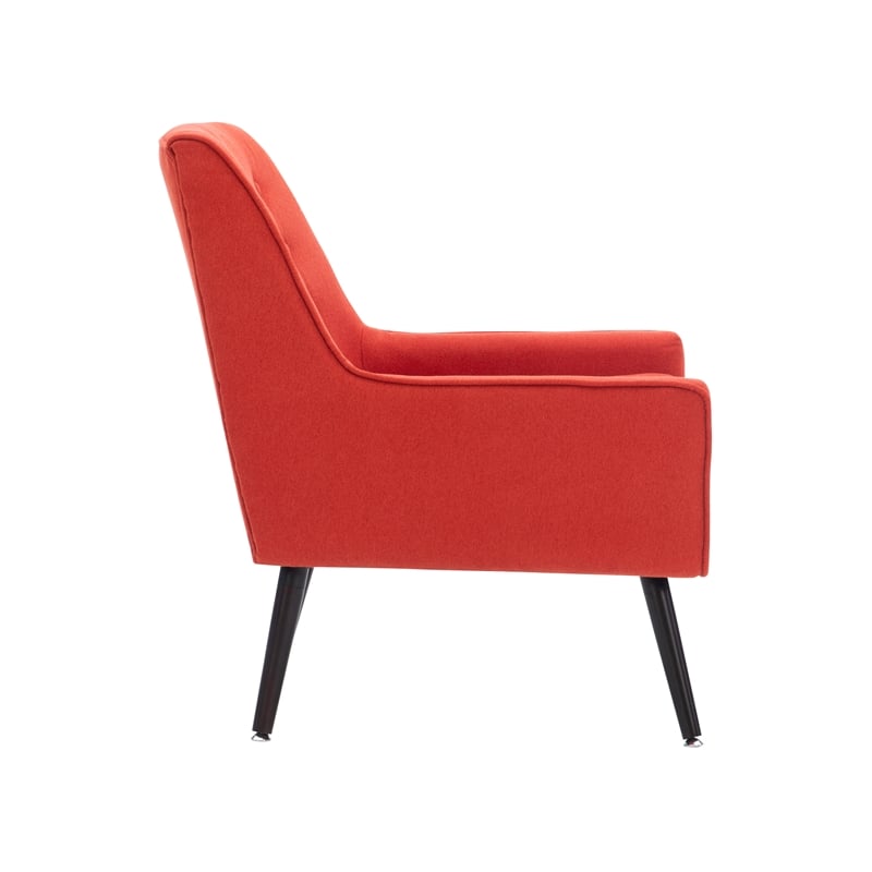 Linon Trelis Upholstered Tufted Accent Chair Black Legs in Pimento Red Fabric