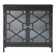 Linon Betty Large Wood Cabinet with 2 Glass Paneled Doors and 3 Shelves in Black