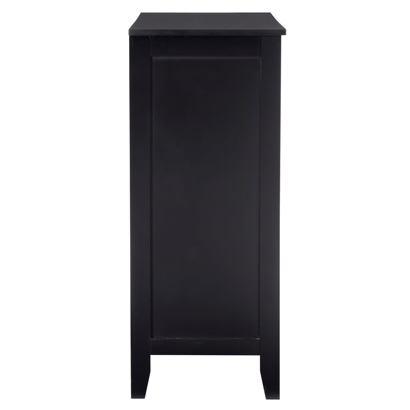 Linon Betty Large Wood Cabinet with 2 Glass Paneled Doors and 3 Shelves in Black