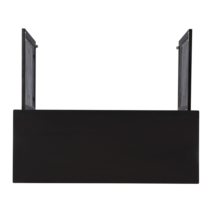 Linon Betty Large Wood Cabinet with 2 Glass Paneled Doors and 3 Shelves in Black