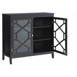 Linon Betty Large Wood Cabinet with 2 Glass Paneled Doors and 3 Shelves in Black