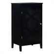 Linon Betty Small Wood Cabinet with a Glass Paneled Door and 3 Shelves in Black