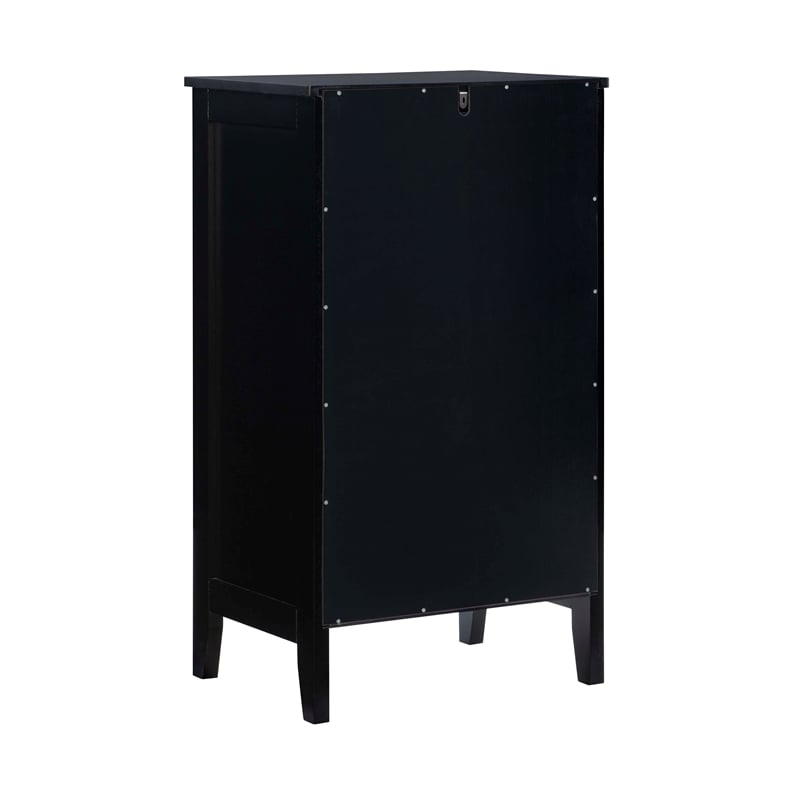 Linon Betty Small Wood Cabinet with a Glass Paneled Door and 3 Shelves in Black