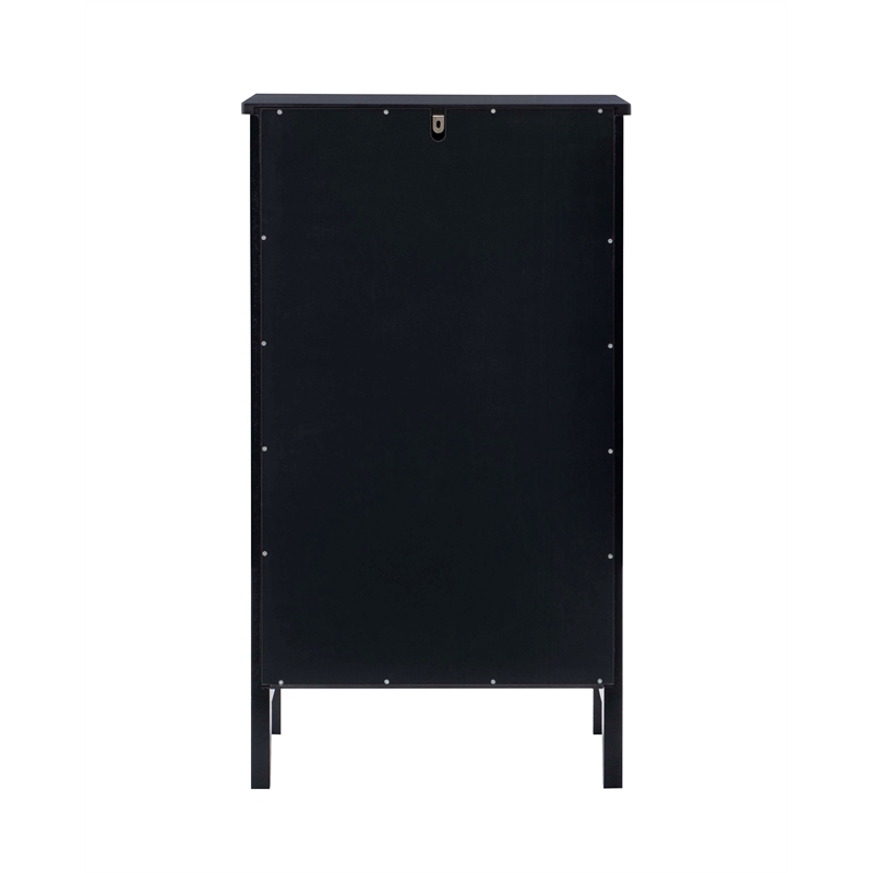 Linon Betty Small Wood Cabinet with a Glass Paneled Door and 3 Shelves in Black