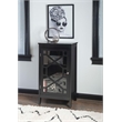 Linon Betty Small Wood Cabinet with a Glass Paneled Door and 3 Shelves in Black