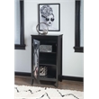 Linon Betty Small Wood Cabinet with a Glass Paneled Door and 3 Shelves in Black