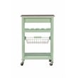 Linon Natalie Granite Top Rolling Kitchen Storage Island in Green Wood
