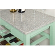 Linon Natalie Granite Top Rolling Kitchen Storage Island in Green Wood