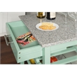 Linon Natalie Granite Top Rolling Kitchen Storage Island in Green Wood
