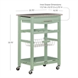 Linon Natalie Granite Top Rolling Kitchen Storage Island in Green Wood