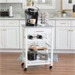 Linon Natalie Granite Top Rolling Kitchen Storage Island in White Wood