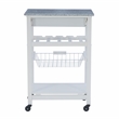 Linon Natalie Granite Top Rolling Kitchen Storage Island in White Wood
