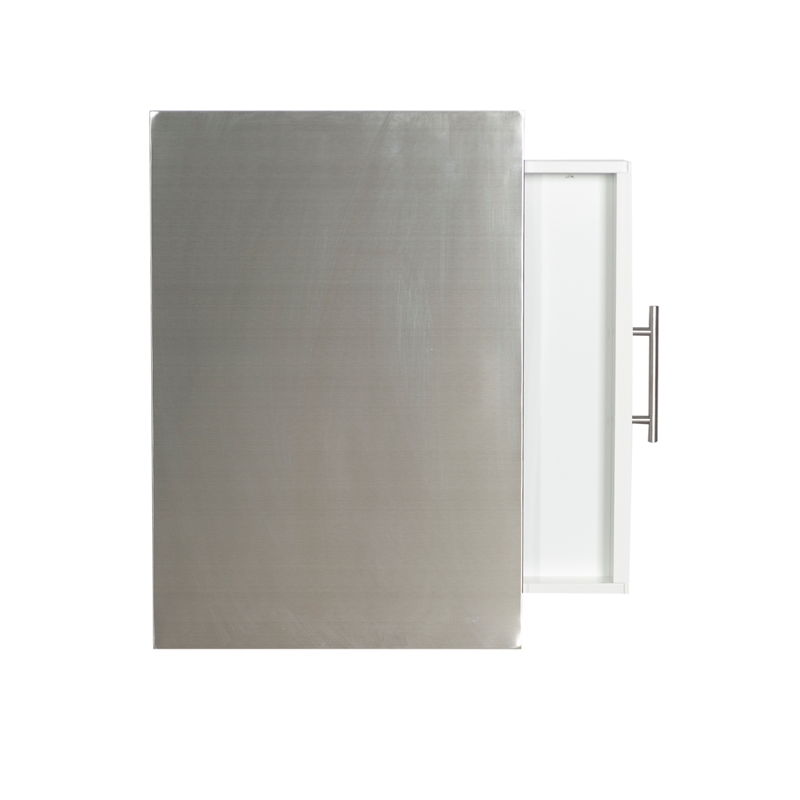 Linon Natalie Stainless Steel Top Rolling Kitchen Storage Cart in White Wood