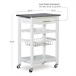 Linon Natalie Stainless Steel Top Rolling Kitchen Storage Cart in White Wood