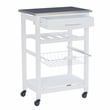Linon Natalie Stainless Steel Top Rolling Kitchen Storage Cart in White Wood