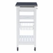 Linon Natalie Stainless Steel Top Rolling Kitchen Storage Cart in White Wood