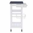 Linon Natalie Stainless Steel Top Rolling Kitchen Storage Cart in White Wood