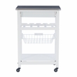 Linon Natalie Stainless Steel Top Rolling Kitchen Storage Cart in White Wood