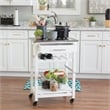 Linon Natalie Stainless Steel Top Rolling Kitchen Storage Cart in White Wood