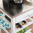 Linon Natalie Stainless Steel Top Rolling Kitchen Storage Cart in White Wood