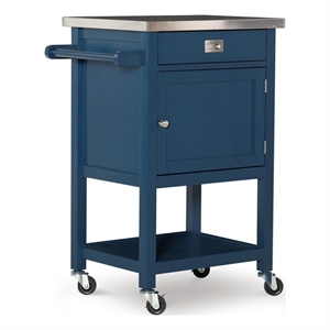 linon sydney wood kitchen apartment cart in blue