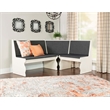 Linon Natasha Corner Nook Dining Set Charcoal Gray Fabric Seats in White Wood