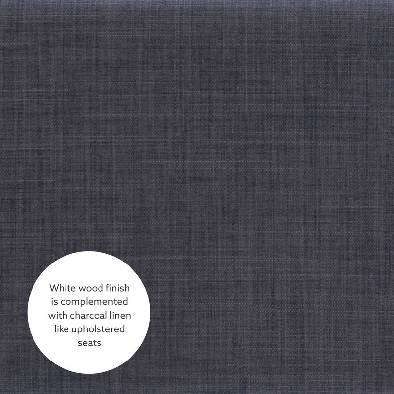 Linon Natasha Corner Nook Dining Set Charcoal Gray Fabric Seats in White Wood