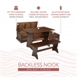 Linon Montery Backless 3 Piece Dining Nook with Storage in Walnut Finished Wood