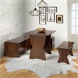 Linon Montery Backless 3 Piece Dining Nook with Storage in Walnut Finished Wood