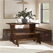 Linon Montery Backless 3 Piece Dining Nook with Storage in Walnut Finished Wood