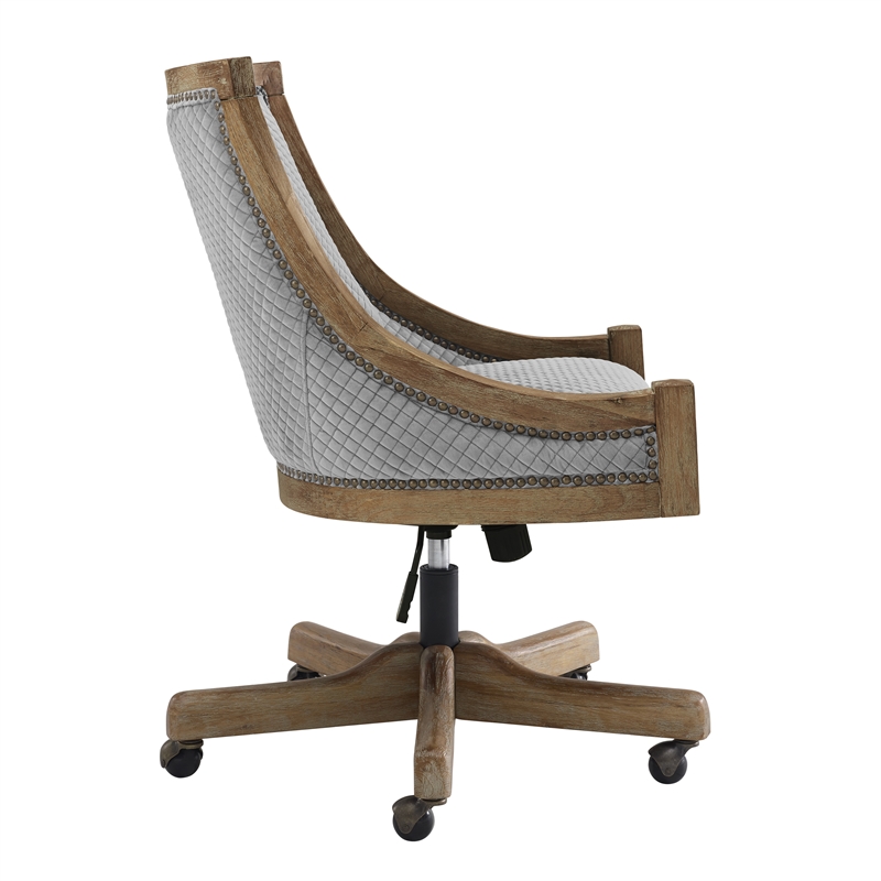 Linon Nikki Quilted Wood Upholstered Office Chair in Gray