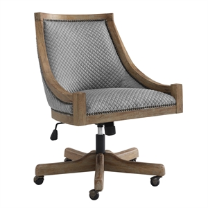 linon nikki quilted wood upholstered office chair in gray