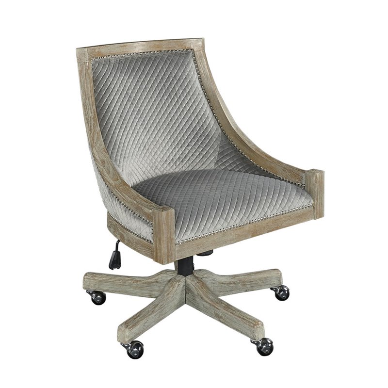 Linon Nikki Quilted Wood Upholstered Office Chair in Gray CYMX433