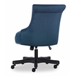Linon Sinclair Upholstered Office Chair Black Wood Base with Wheels in Blue