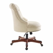 Linon Sinclair Beige Upholstered Adjustable Office Chair in Cherry Wood Base