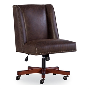 linon draper faux leather upholstered office swivel chair