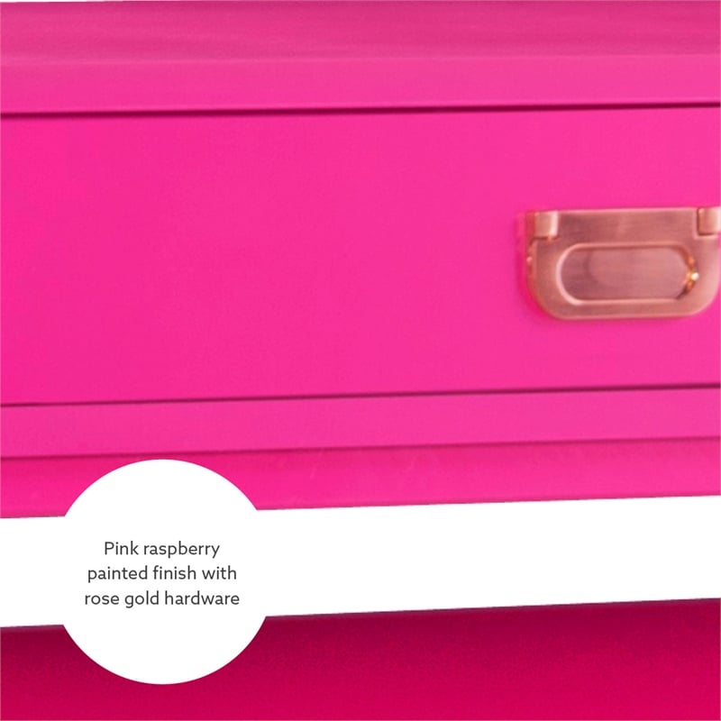 Linon Peggy Wood Two Drawer Writing Desk in Pink