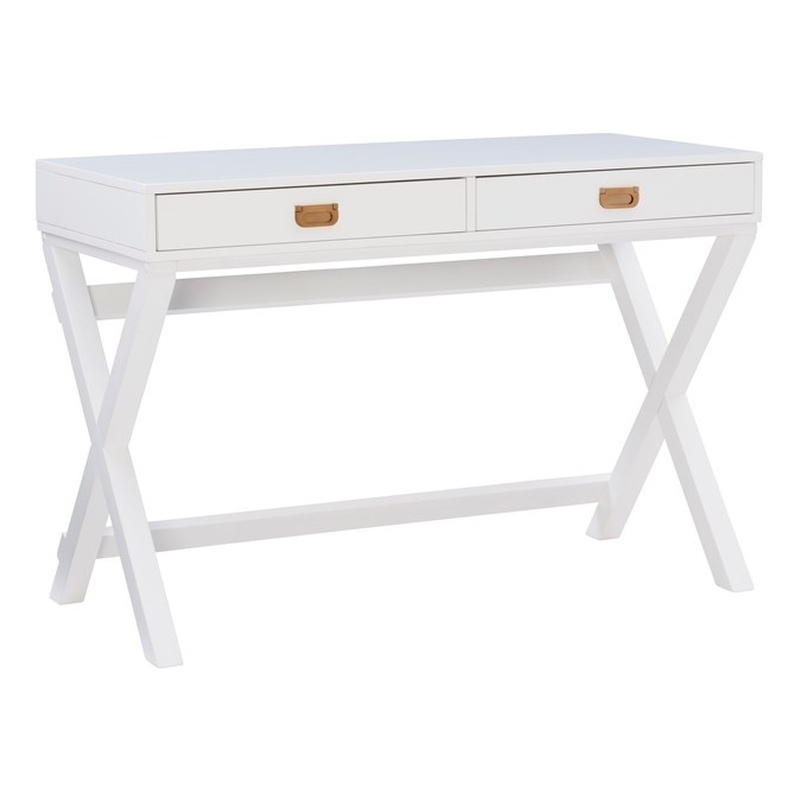 Linon Peggy Wood Two Drawer Writing Desk in White